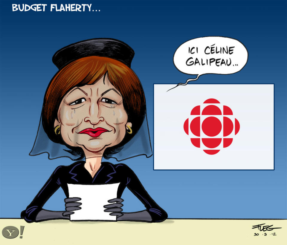 Caricature du 30 mars : Budget Flaherty... <a href="http://fr-ca.actualites.yahoo.com/cbc-radio-canada-un-budget-tronqu%C3%A9-115-m-221011772.html" data-ylk="slk:Consultez l'article.;elm:context_link;itc:0;sec:content-canvas;outcm:mb_qualified_link;_E:mb_qualified_link;ct:story;" class="link  yahoo-link">Consultez l'article.</a>