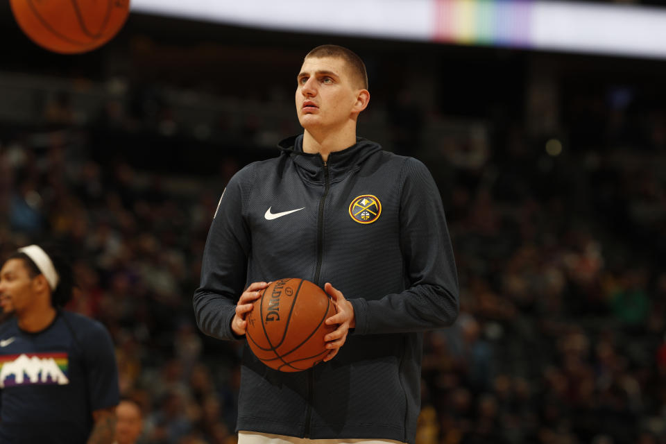 Nuggets center Nikola Jokic recorded his 18th career triple-double in a key win over the Raptors on Monday. (AP Photo/David Zalubowski)