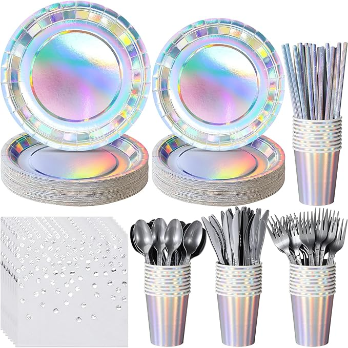 FunnyPars Iridescent Party Supplies Decorations