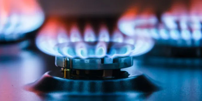 gas stove top burner fueled by methane gas