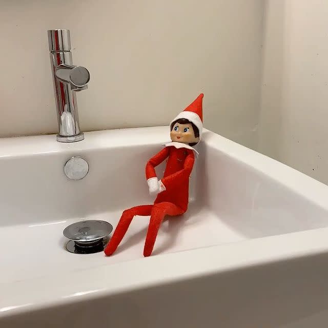 7) Elf on the Shelf having a bath