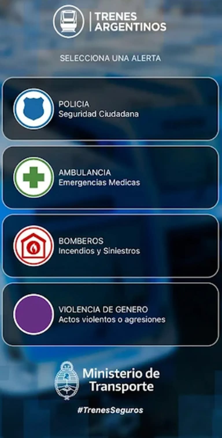 La app cuenta con un botón principal para los casos de violencia de género.