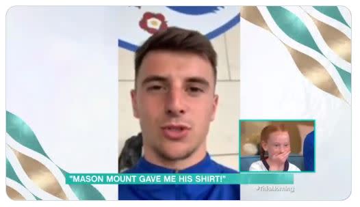 10-year-old Belle McNally broke down in tears as her idol Mason Mount said her emotional reaction 'made his night' (ITV/This Morning)