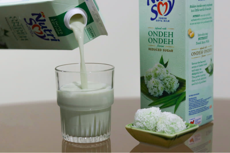 a shot of nutrisoy's ondeh ondeh milk