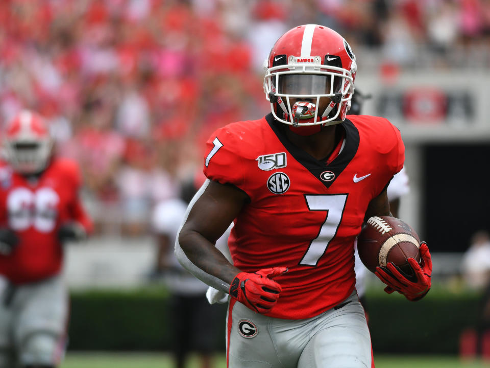 Many felt Georgia running back D'Andre Swift was a first-round talent, and Detroit didn't wait long to nab him in Round 2.(Photo by Jeffrey Vest/Icon Sportswire via Getty Images)