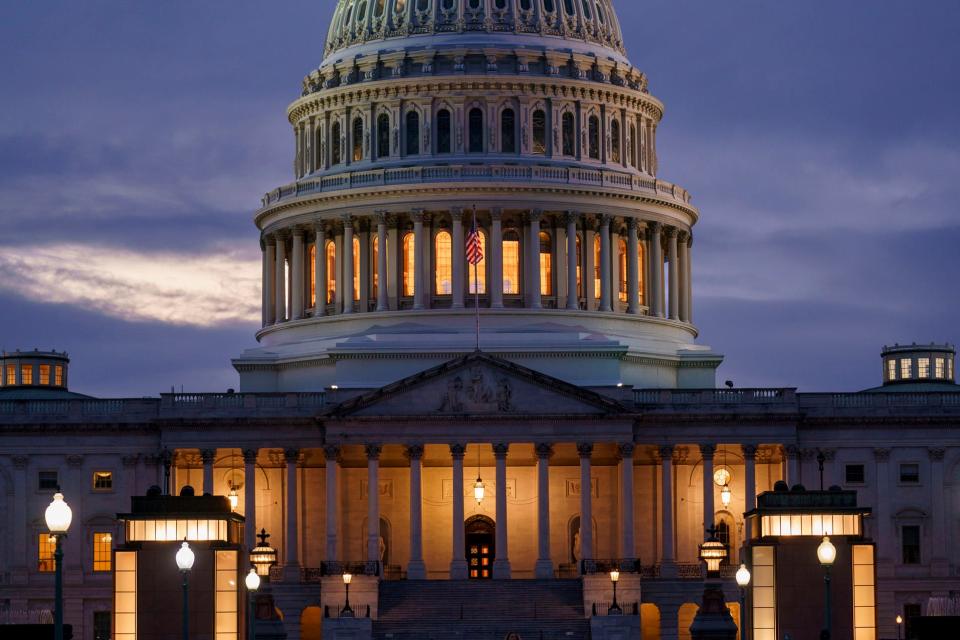 The Capitol is seen in Washington, Wednesday, Oct. 6, 2021, as the Senate edges back from a standoff over lifting the nation's borrowing cap.