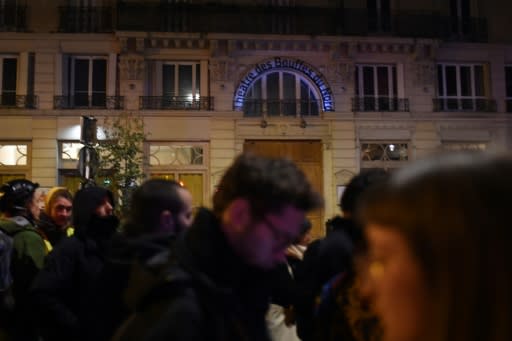 Security staff rushed President Emmanuel Macron and his wife from a play at the Bouffes du Nord theatre when tipped-off protesters turned up