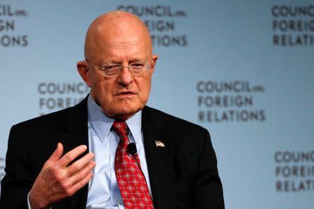 Director of U.S. National Intelligence James Clapper speaks at the Council on Foreign Relations in New York March 2, 2015. REUTERS/Shannon Stapleton