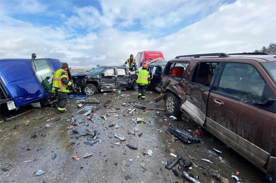 IMAGE: Crash scene in Montana (Montana Highway Patrol via Twitter)