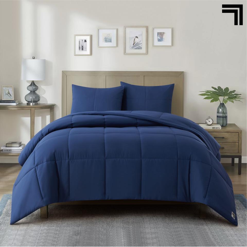 <p><a href="https://go.redirectingat.com?id=74968X1596630&url=https%3A%2F%2Fwww.walmart.com%2Fip%2FSharper-Image-3-Piece-Navy-Down-Alternative-Comforter-Set-Queen%2F1393050517&sref=https%3A%2F%2F" rel="nofollow noopener" target="_blank" data-ylk="slk:Shop Now;elm:context_link;itc:0;sec:content-canvas" class="link ">Shop Now</a></p><p>Three-Piece Navy Down Alternative Comforter</p><p>walmart.com</p><p>$29.00</p>