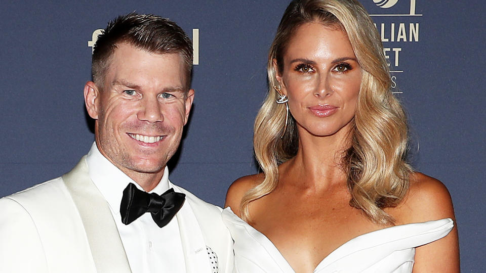 David and Candice Warner, pictured here at the 2020 Cricket Australia Awards in February.