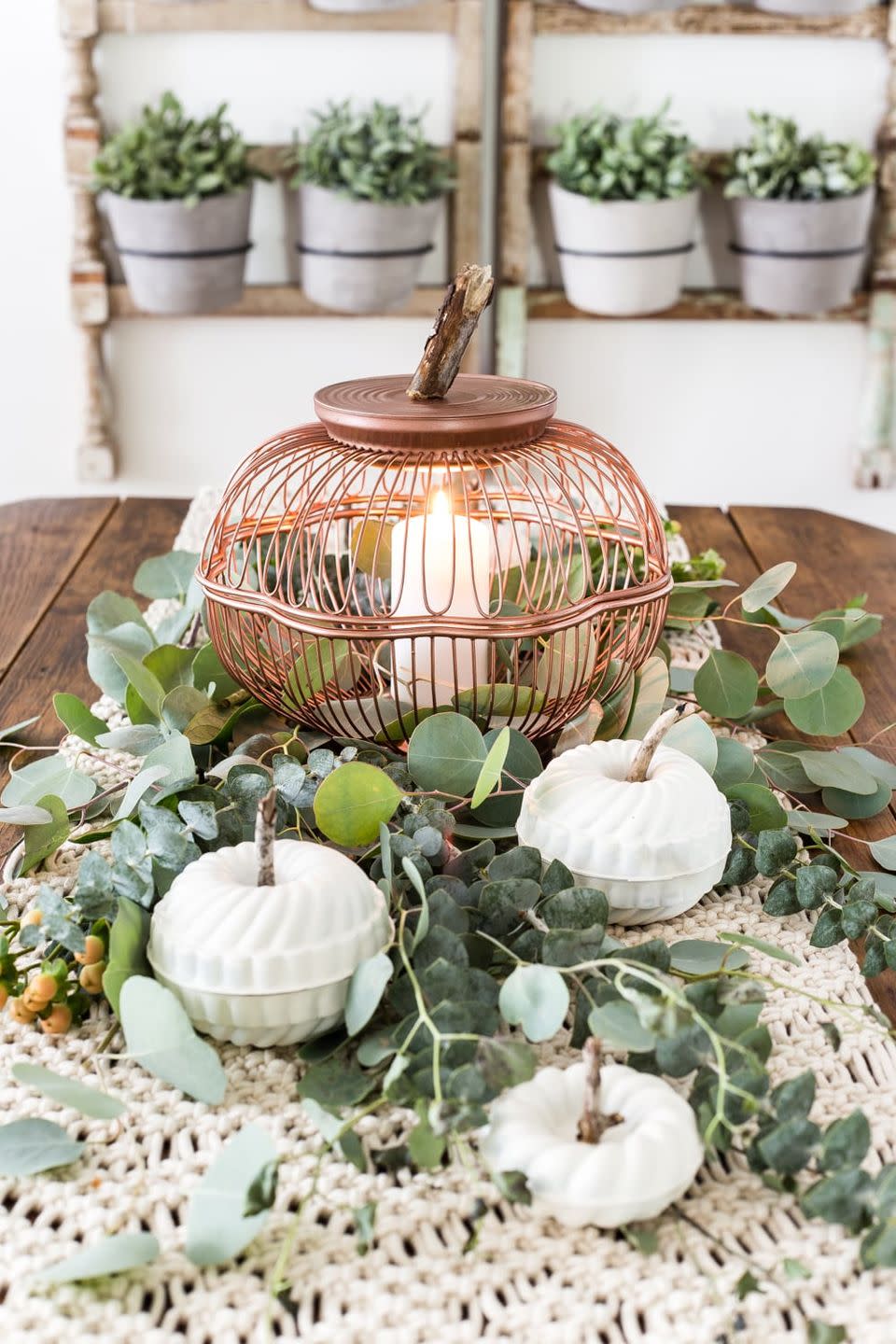 16) Wire Basket and Bundt Pan Pumpkins