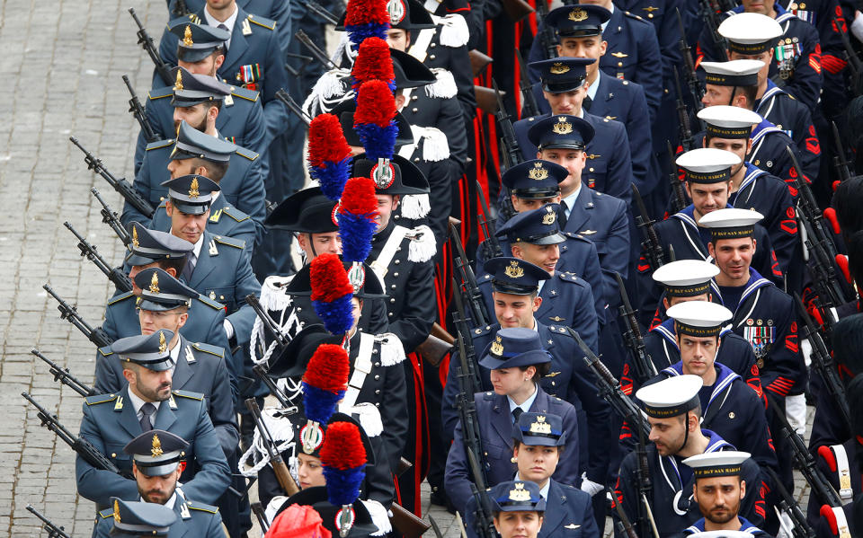 Italian military forces attend Easter mass