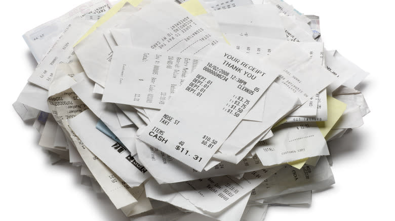 Pile of receipts