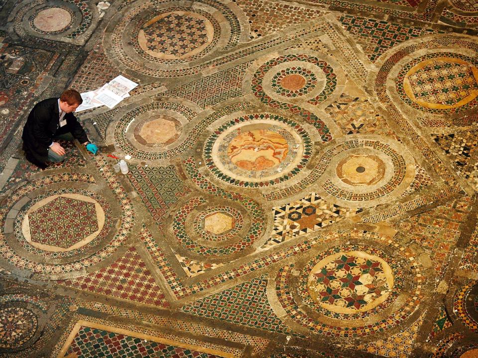 The Cosmati Pavement contains inscriptions calculating the end of the world.