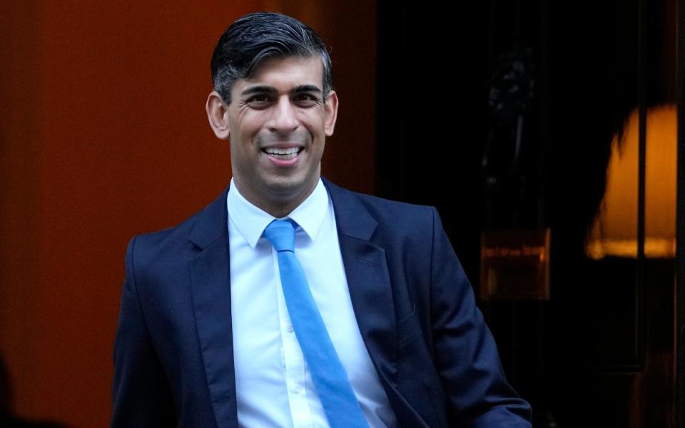 Rishi Sunak leaves 10 Downing Street this morning ahead of PMQs at noon