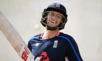 The England captain, Joe Root, during a nets session before the first Test against New Zealand at Eden Park.