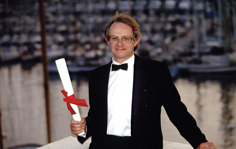 Ken Loach in Cannes in 1993, the year Raining Stones won a jury prize.