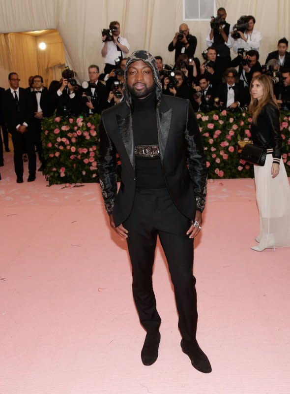 Dwyane Wade arrives on the red carpet at The Metropolitan Museum of Art's Costume Institute Benefit "Camp: Notes on Fashion" in New York City on May 6, 2019. The former basketball star turns 42 on January 17. File Photo by John Angelillo/UPI