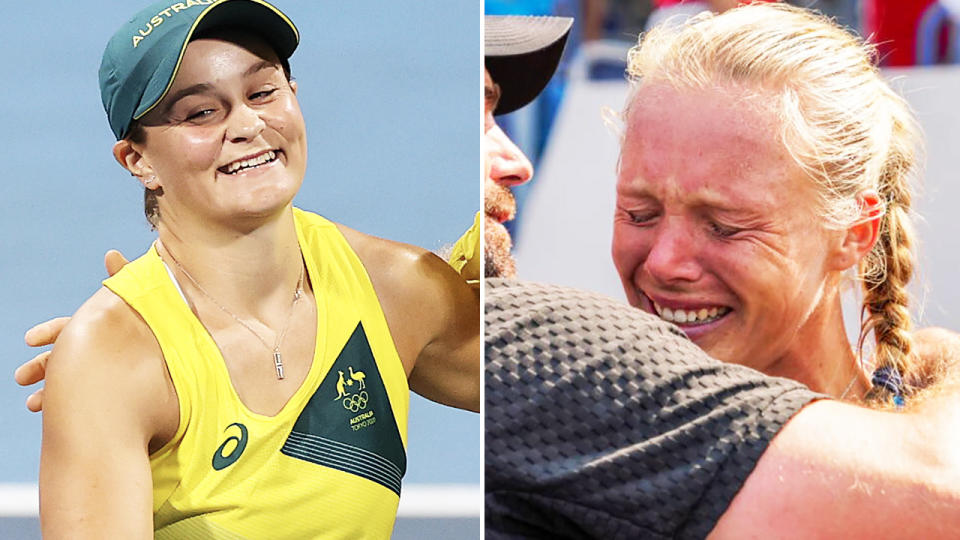 Ash Barty and Kiki Bertens, pictured here in action at the Tokyo Olympics.