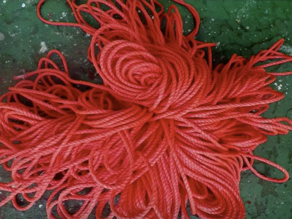 A roll of red rope that rescuers recovered during the search for the missing vessel. Source: Reuters