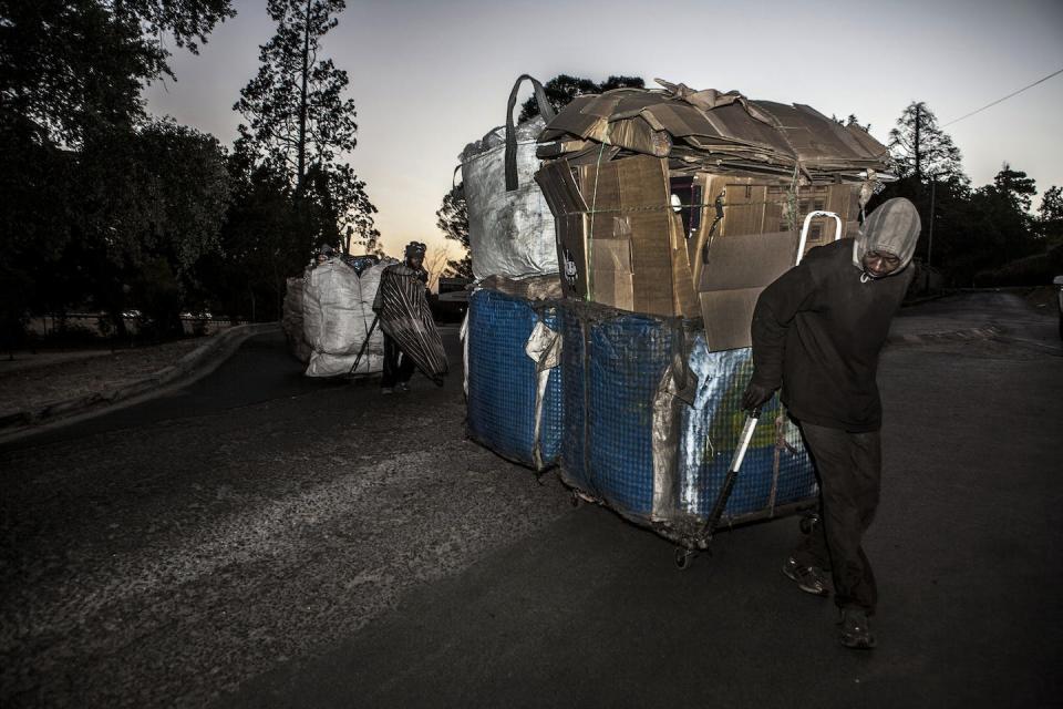 Lucas Ngwenya recycles cardboard. Mark Lewis/Wake Up, This Is Joburg