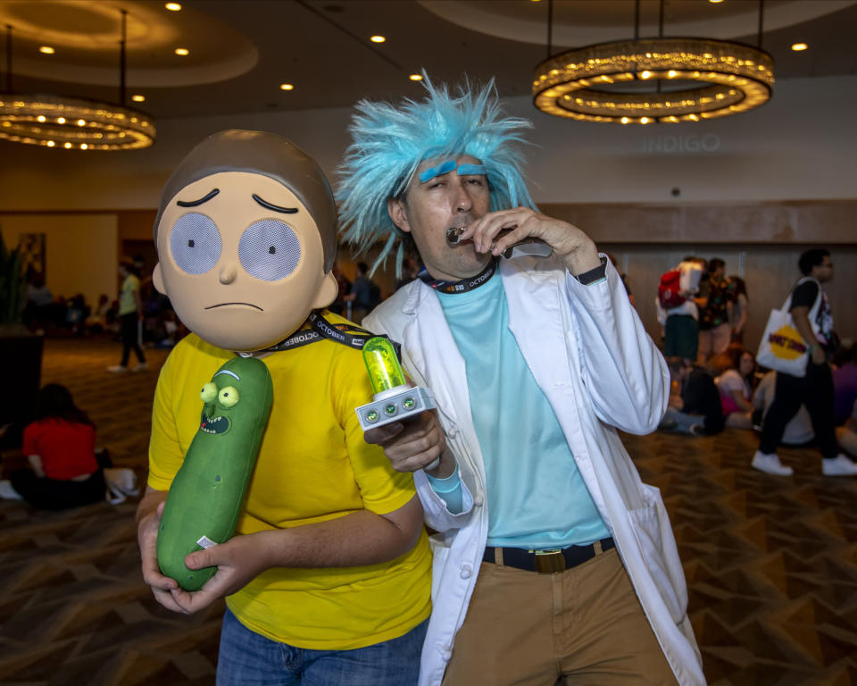 Matt Kaster, of Phoenix, dressed as "Morty Smith" and Robert Enright, of San Diego, Calif., dressed as "Rick Sanchez."&nbsp;