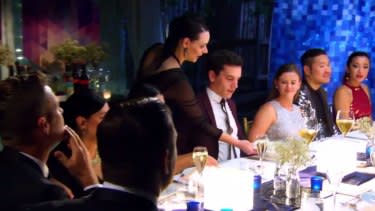 Amy serving Josh on My Kitchen Rules. 