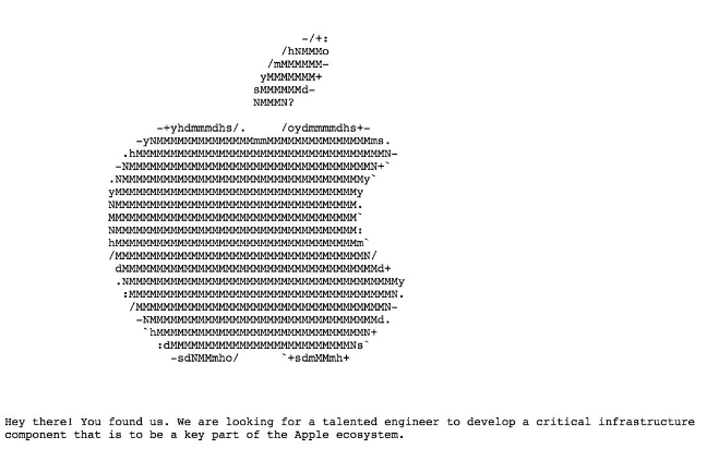 A hidden web page contained the job advert - Apple