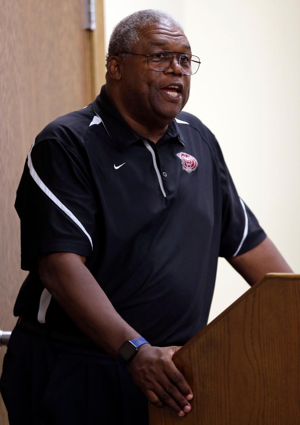 In 2019, Wes Pratt speaks during a Springfield Public Schools advisory board meeting.