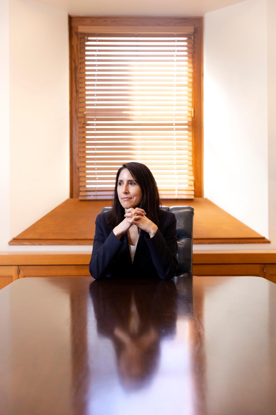 Chief Justice Patricia Guerrero of the California Supreme Court sits for a portrait in her chambers at the Supreme Court Office in San Francisco, Calif. on Wednesday, Jan 25, 2023.