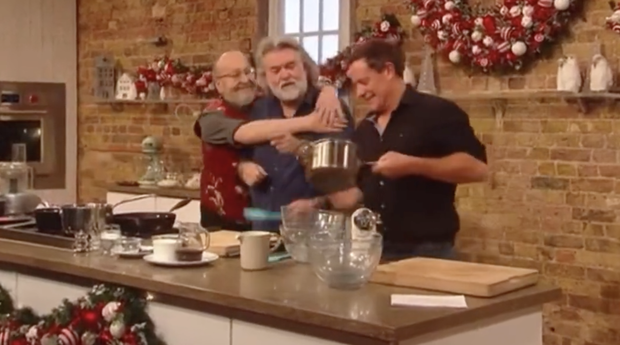 Dave Myers gave Si King a hug and kiss on Saturday Kitchen. (BBC)