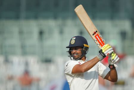 Cricket - India v England - Fifth Test cricket match - MA Chidambaram Stadium, Chennai, India - 19/12/16 - India's Karun Nair plays a shot. REUTERS/Danish Siddiqui