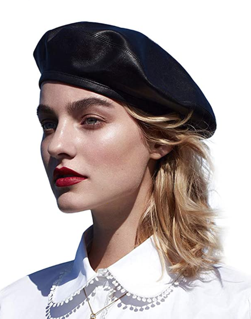 Faux Leather Beret