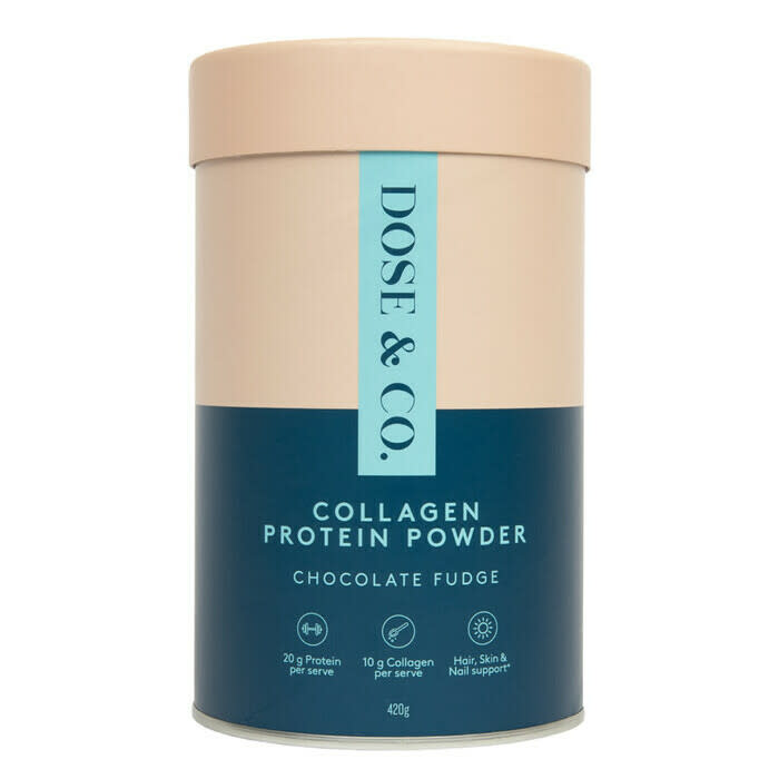 Dose & Co Collagen Protein Powder Chocolate Fudge, $32