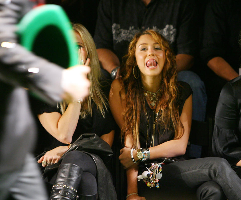 Teenage Miley Cyrus attends a fashion show on October 15, 2008 in Los Angeles. (Getty Images)