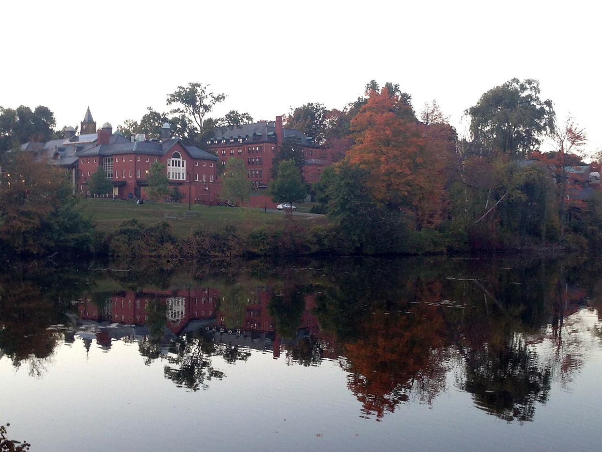 Leaves begin to turn autumnal colors on the Mount Holyoke College campus in South Hadley, Massachusetts.