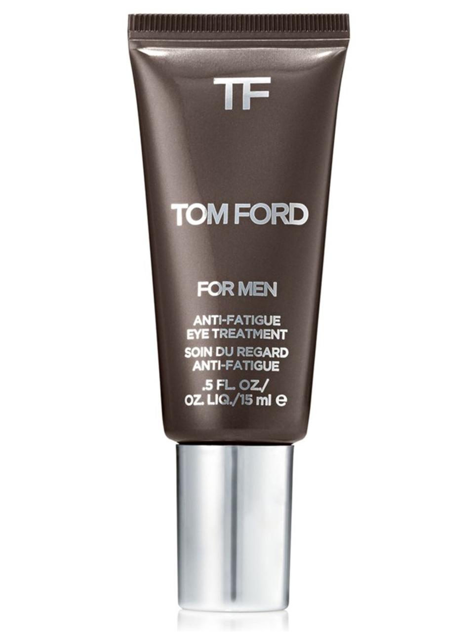 <p><strong>The Problem:</strong> <em>You've got circles so dark, you're back in your goth phase.</em></p><p><strong>The Solution:</strong> <em><b>Tom Ford Anti-Fatigue Eye Treatment</b></em></p><p>Like most eye problems, dark circles are essentially a sleep issue. As in, you're not getting enough. But they have to be treated differently from puffiness or sagging. Ford's gel smooths and tightens the skin under your eyes, making them appear more alert. It's basically a nap in a tube.</p><p>$75 for 0.5 oz., <a rel="nofollow noopener" href="https://www.mrporter.com/en-us/mens/tom_ford_beauty/anti-fatigue-eye-treatment–15ml/659768?mbid=synd_yahoobeauty&skimproduct=52209f7fc8c8a19b48dbb0c86f97345d" target="_blank" data-ylk="slk:buy it now at mrporter.com;elm:context_link;itc:0;sec:content-canvas" class="link ">buy it now at mrporter.com</a></p>