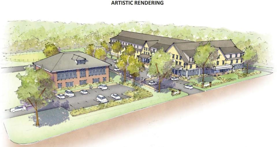 Rendering of Portsmouth senior center and affordable senior housing property from Church Community Housing Corporation's preliminary plan presentation.