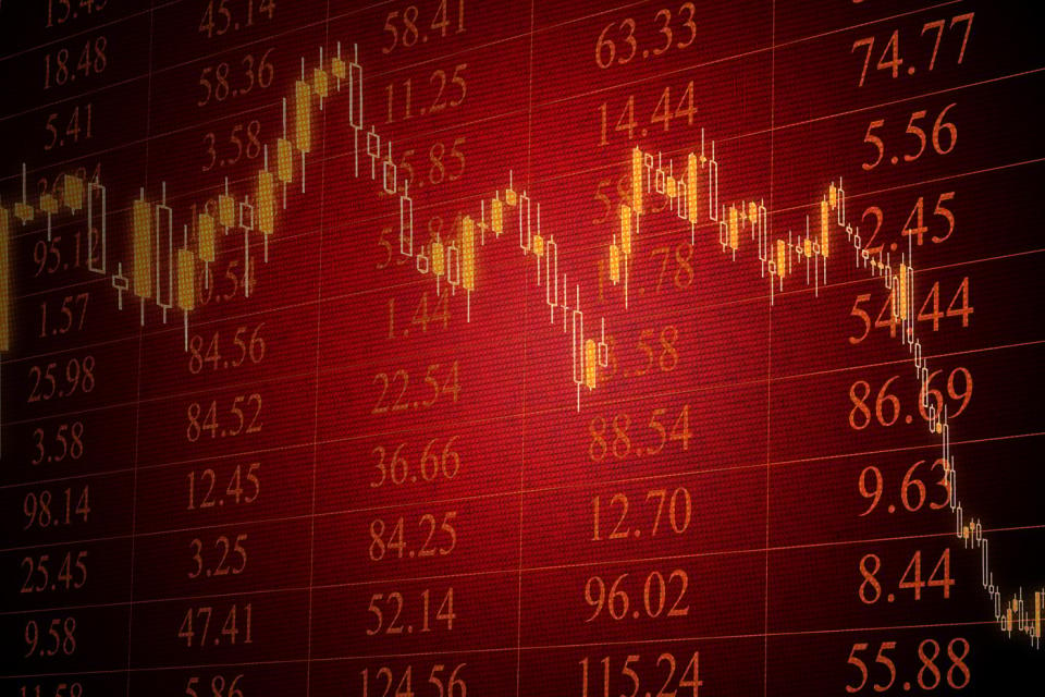 A graph of falling stocks.