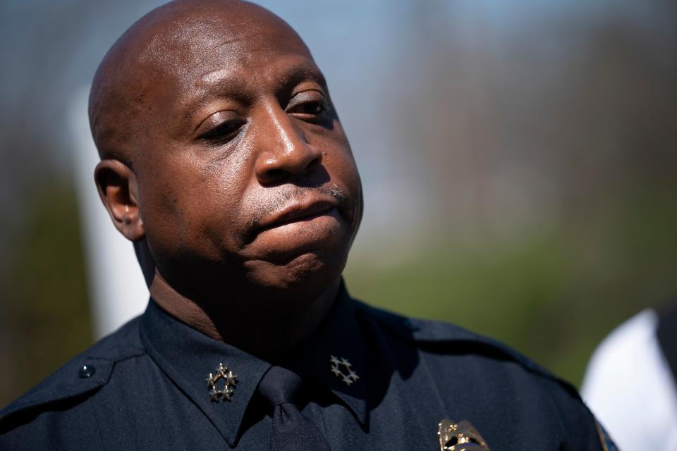 Metro Nashville Police Chief John Drake speaks to the media following a mass shooting at Covenant School,  Monday, March 27, 2023 in Nashville, Tenn. (AP)