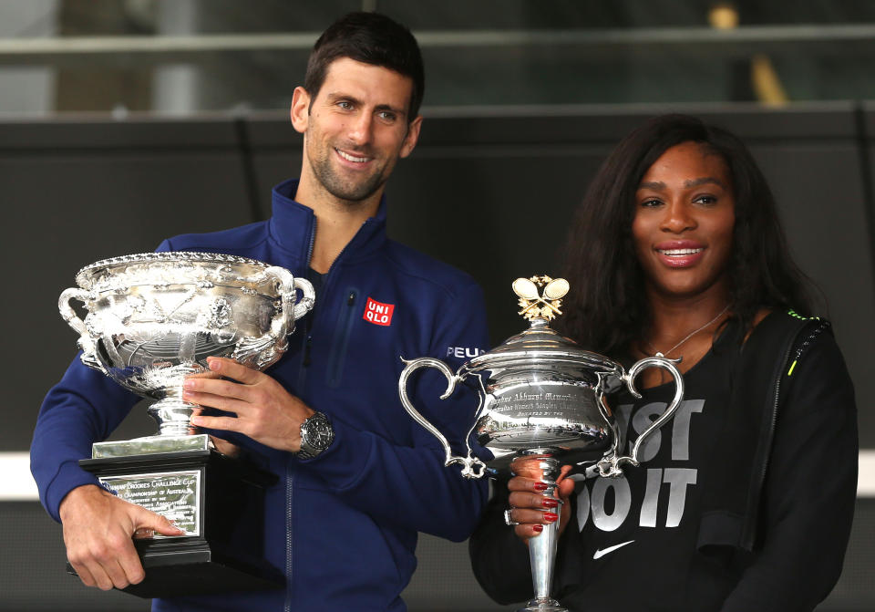 Novak Djokovic added of Serena Williams on Sunday, “She knows I love her. She really inspires everyone.” (AP)