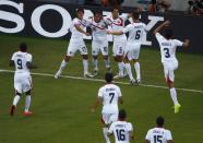 Costa Rica's Bryan Ruiz (10) celebrates with teammates after scoring a goal during the 2014 World Cup round of 16 game between Costa Rica and Greece at the Pernambuco arena in Recife June 29, 2014. REUTERS/Ruben Sprich