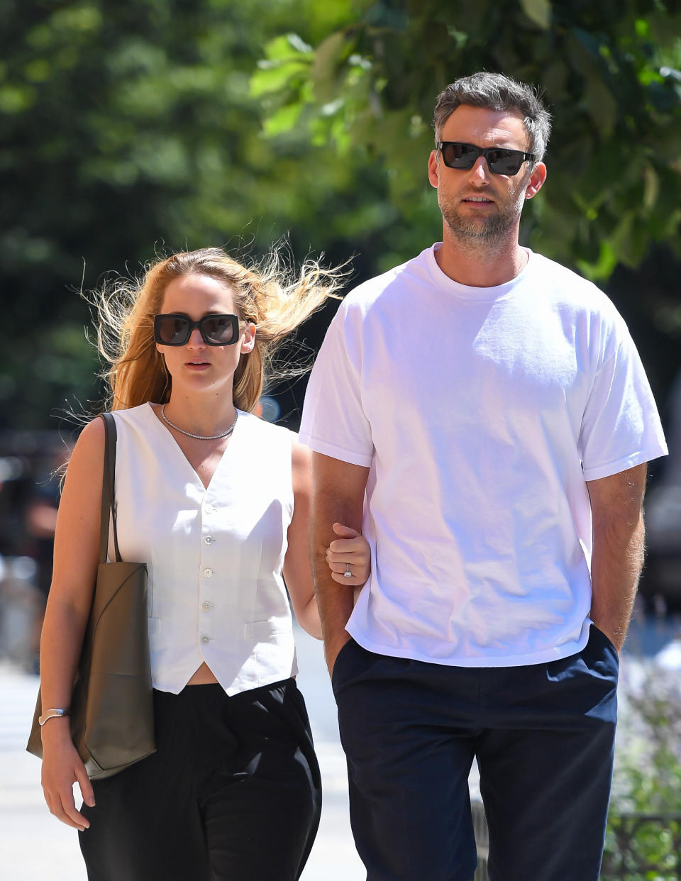 Jennifer and Cooke walking outside