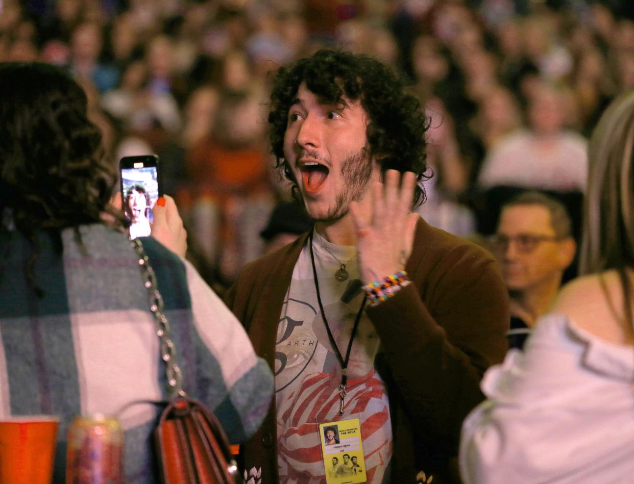 Frankie Jonas is shown in the audience Dec. 6 during the Jonas Brothers show at Prudential Center in Newark.
