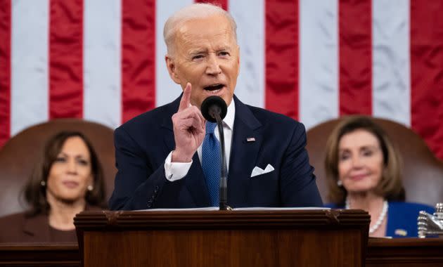 President Joe Biden devoted less than a minute of Tuesday night's State of the Union address to voting rights, even as Republican state legislatures have passed more than 30 new laws restricting the franchise since he was sworn in to office last year. (Photo: Pool via Getty Images)