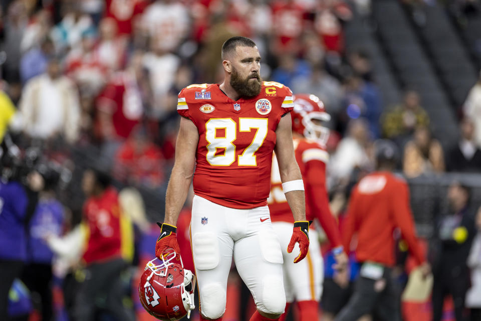 Travis Kelce on the field