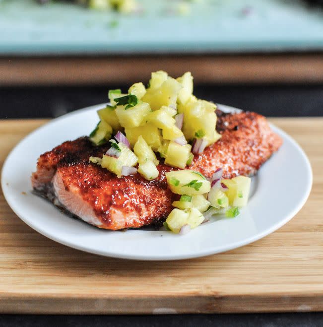 <strong>Get the <a href="http://www.howsweeteats.com/2012/08/bbq-spiced-salmon-with-pineapple-jalapeno-salsa/" target="_blank">BBQ Spiced Salmon recipe</a> from How Sweet It Is</strong>