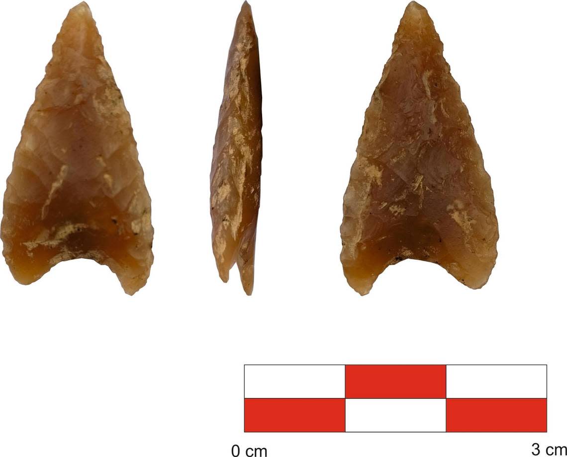 Arrowheads, made of flint, were discovered at both sites, transportation officials said.