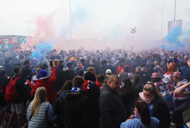 Rangers fans outside Ibrox